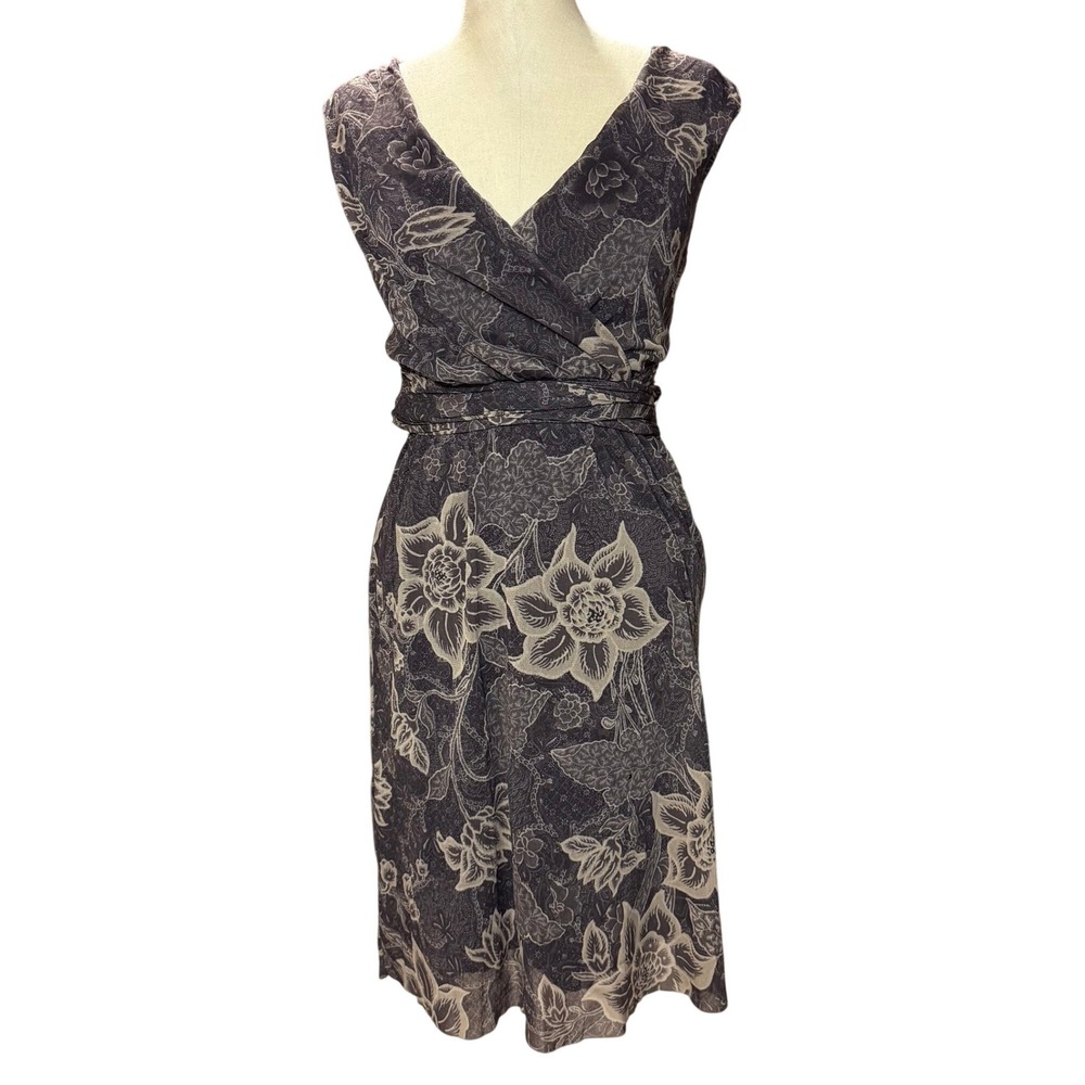 Weston‎ Wear S Brown Floral Wrap Midi Dress Boho Fairy Dark Femme Whimsygoth Y2K